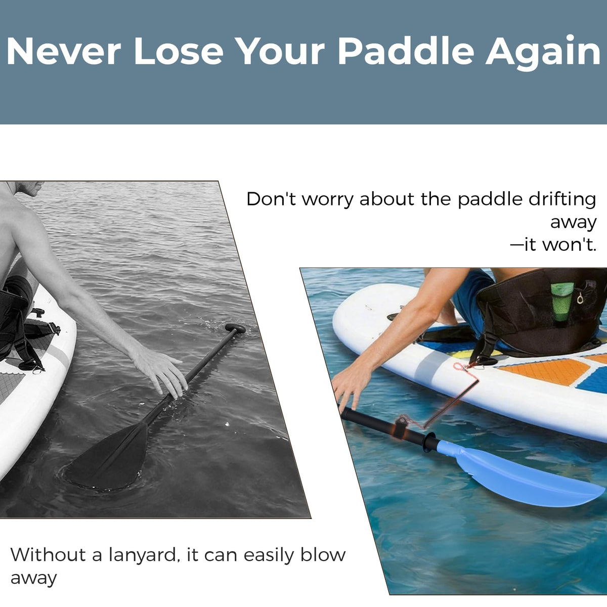 Adjustable Lightweight Floating Kayak Paddle with Safety Rope U582494