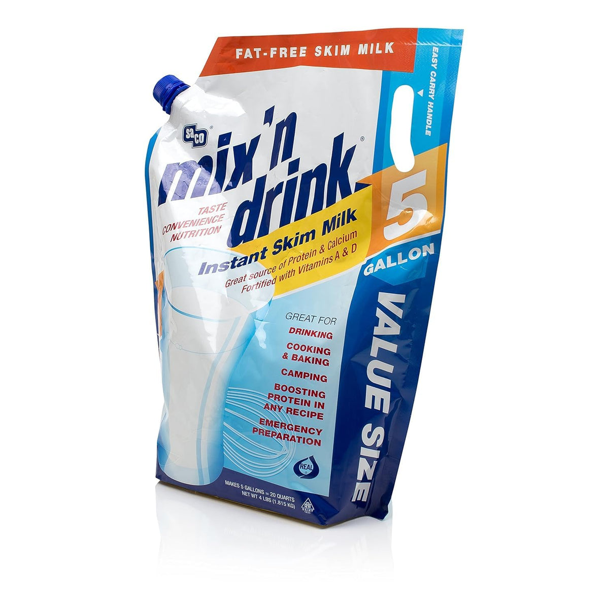 Instant Skim Milk, Fat-Free, High Calcium and Protein, Makes 20 Quarts D284013