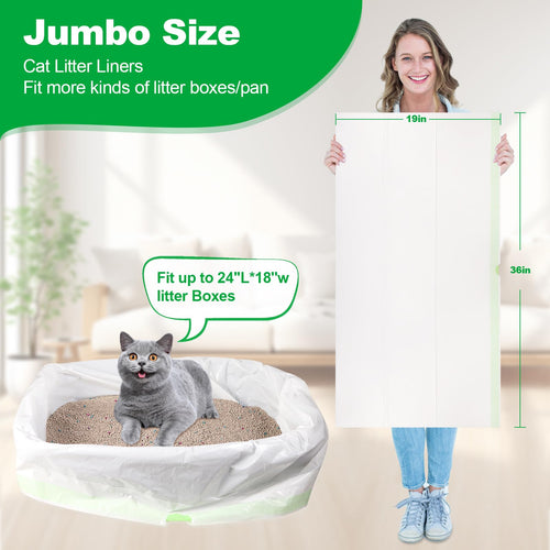 100 PCS Jumbo Cat Litter Box Liners 36"x19" M139