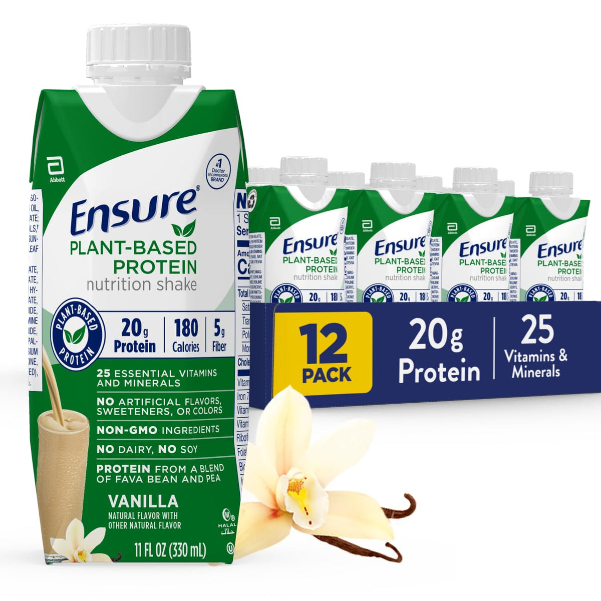 Plant-Based Protein Nutrition Shakes 20g Fava Bean & Pea Protein Pack of 12 G3643