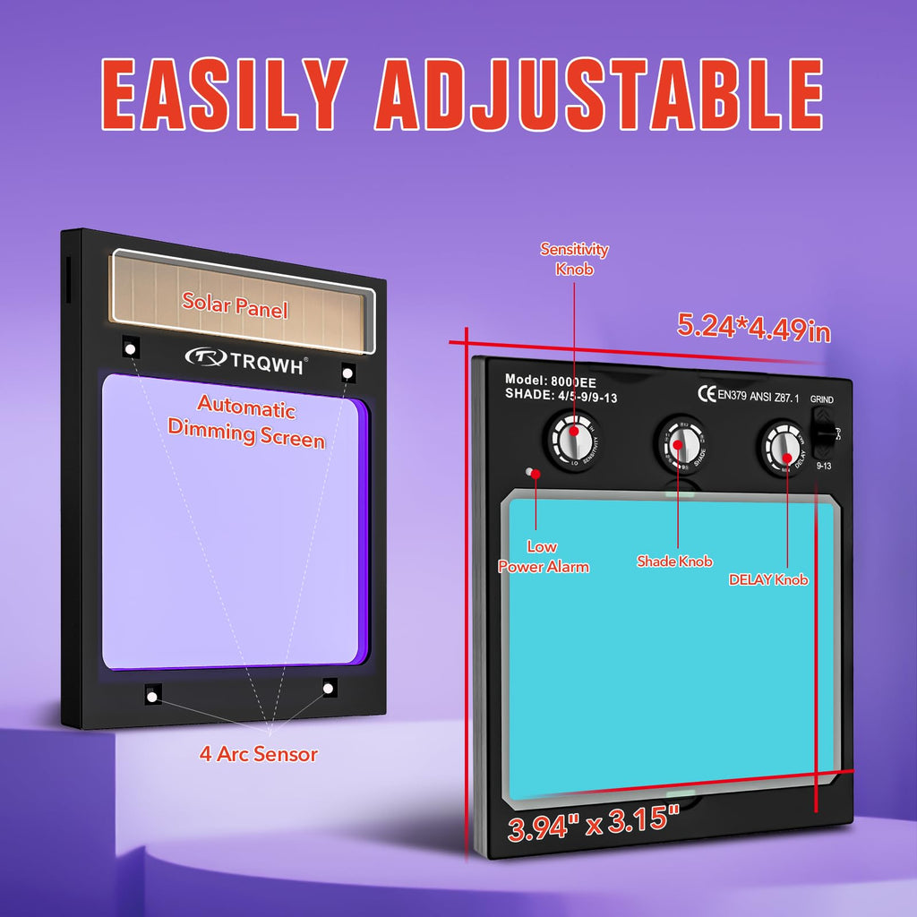 Auto Darkening Solar Powered Welding Helmet with 4 Arc Sensor V498
