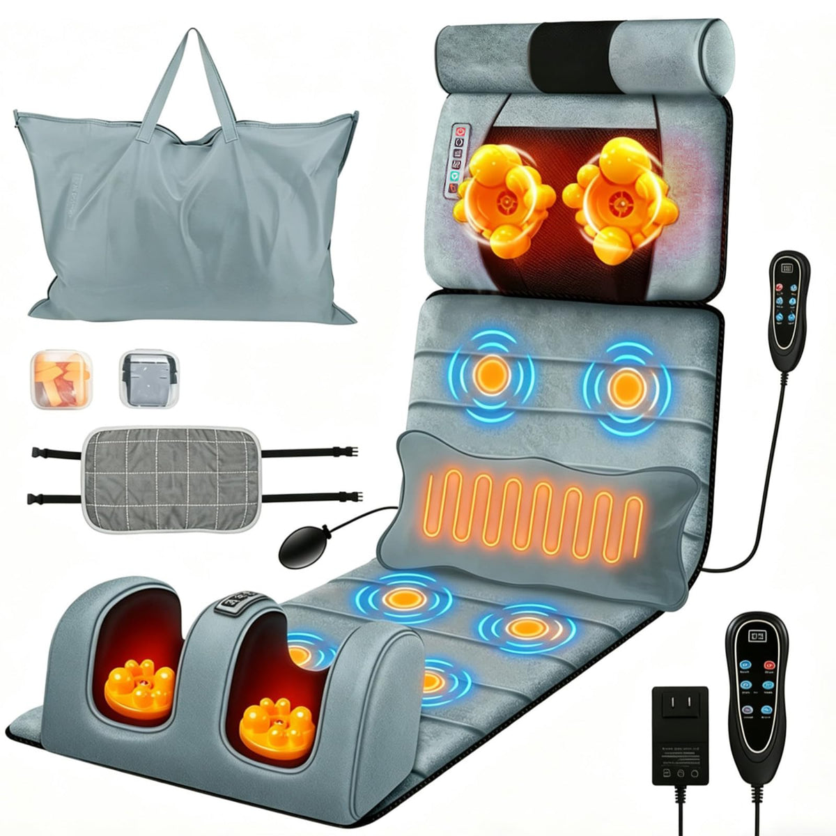 Heated Full Body Massage Mat with 10 Vibrating Nodes F98031