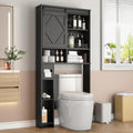 Black Over the Toilet Storage Cabinet with Sliding Barn Door P5293