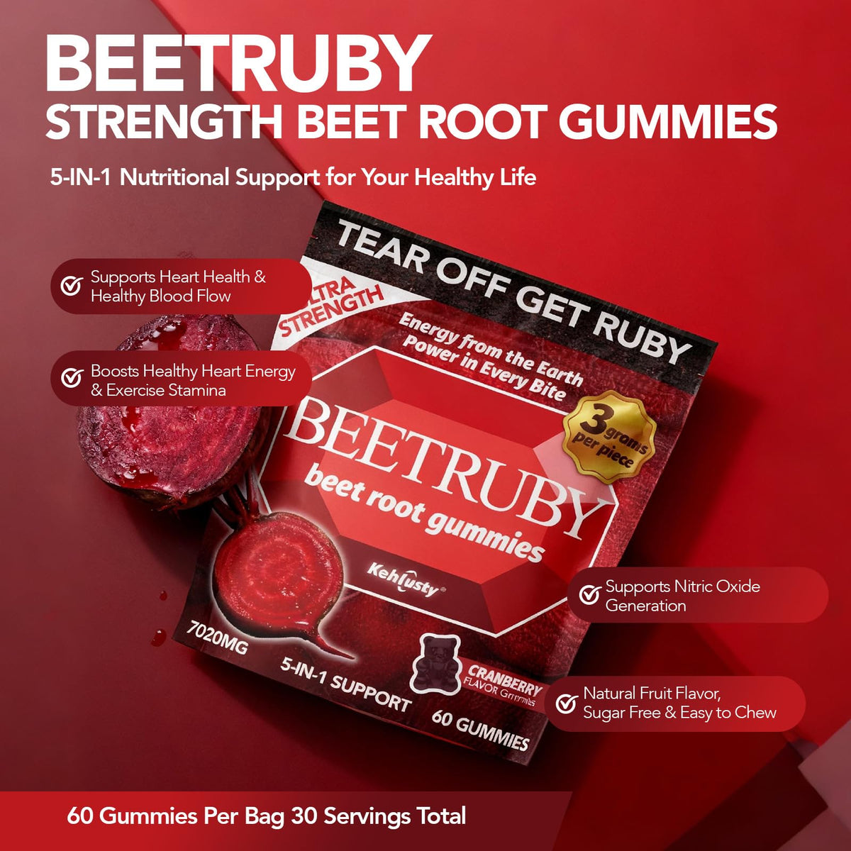 Nitric Oxide Beet Root Gummies, 60 ct P7313