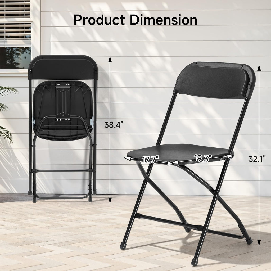Folding Chairs 10 Pack 550LBS Capacity Heavy Duty Black H56341