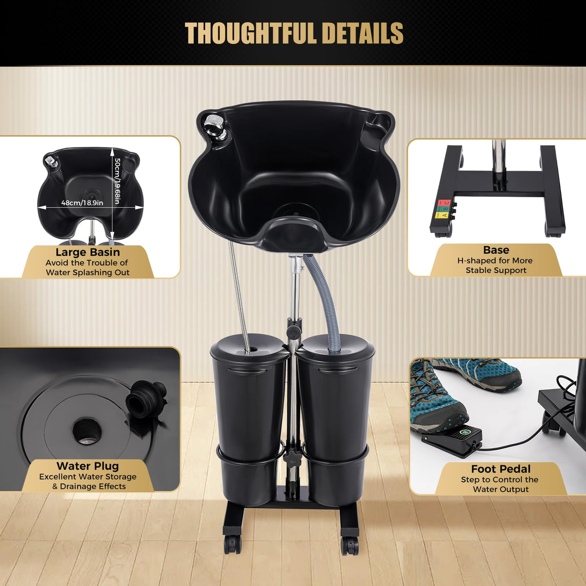 Portable Shampoo Bowl with Electric Pump H615476
