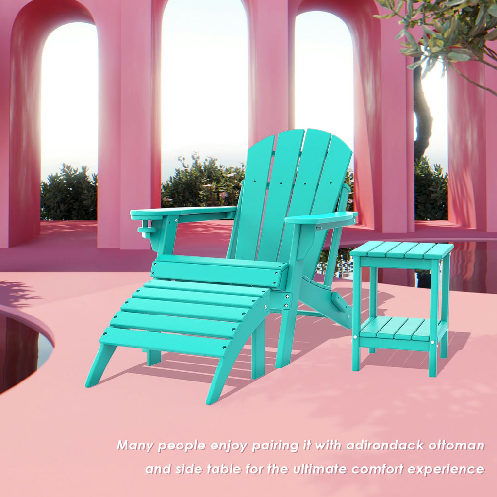 Aqua HDPE Plastic 2-Shelf Outdoor Side Table C69942