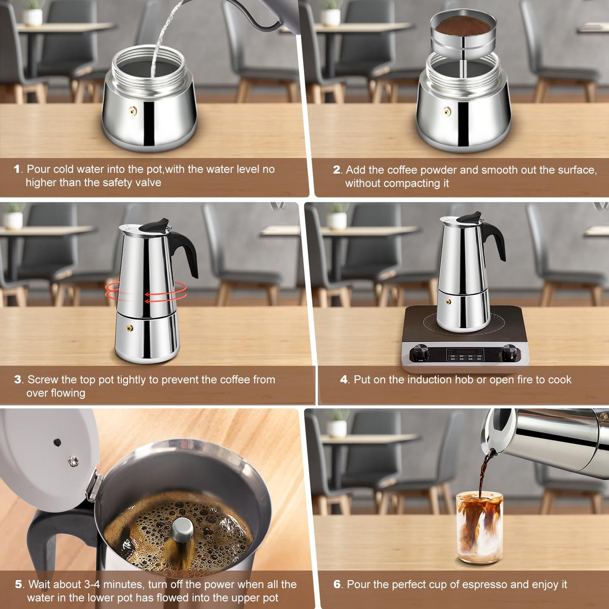 12 Cup Stainless Steel Stovetop Espresso Moka Pot 600ml F345579