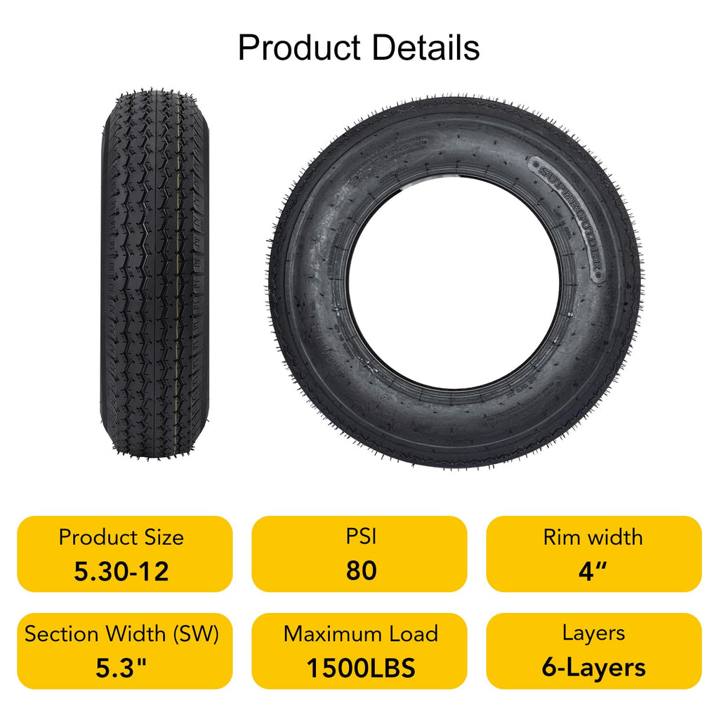 5.3-12 Trailer Tires Load Range C 6PR P598