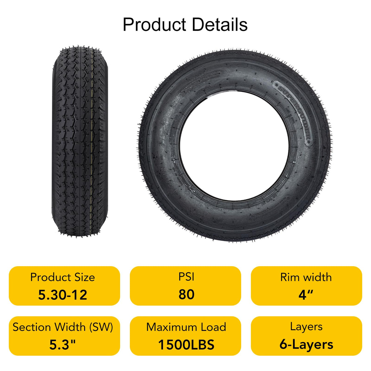 5.3-12 Trailer Tires Load Range C 6PR P598