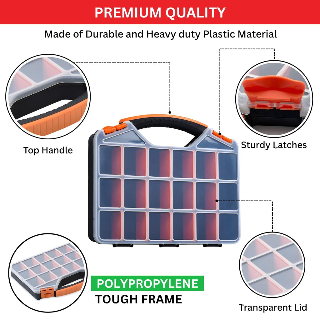 18-Compartment Portable Plastic Hardware Organizer Box L933