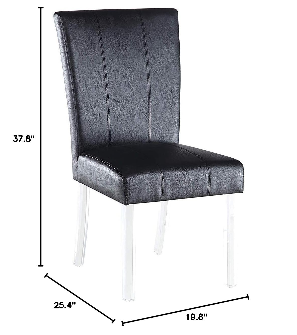 Black Faux Leather Side Chair Set of 2 V4461