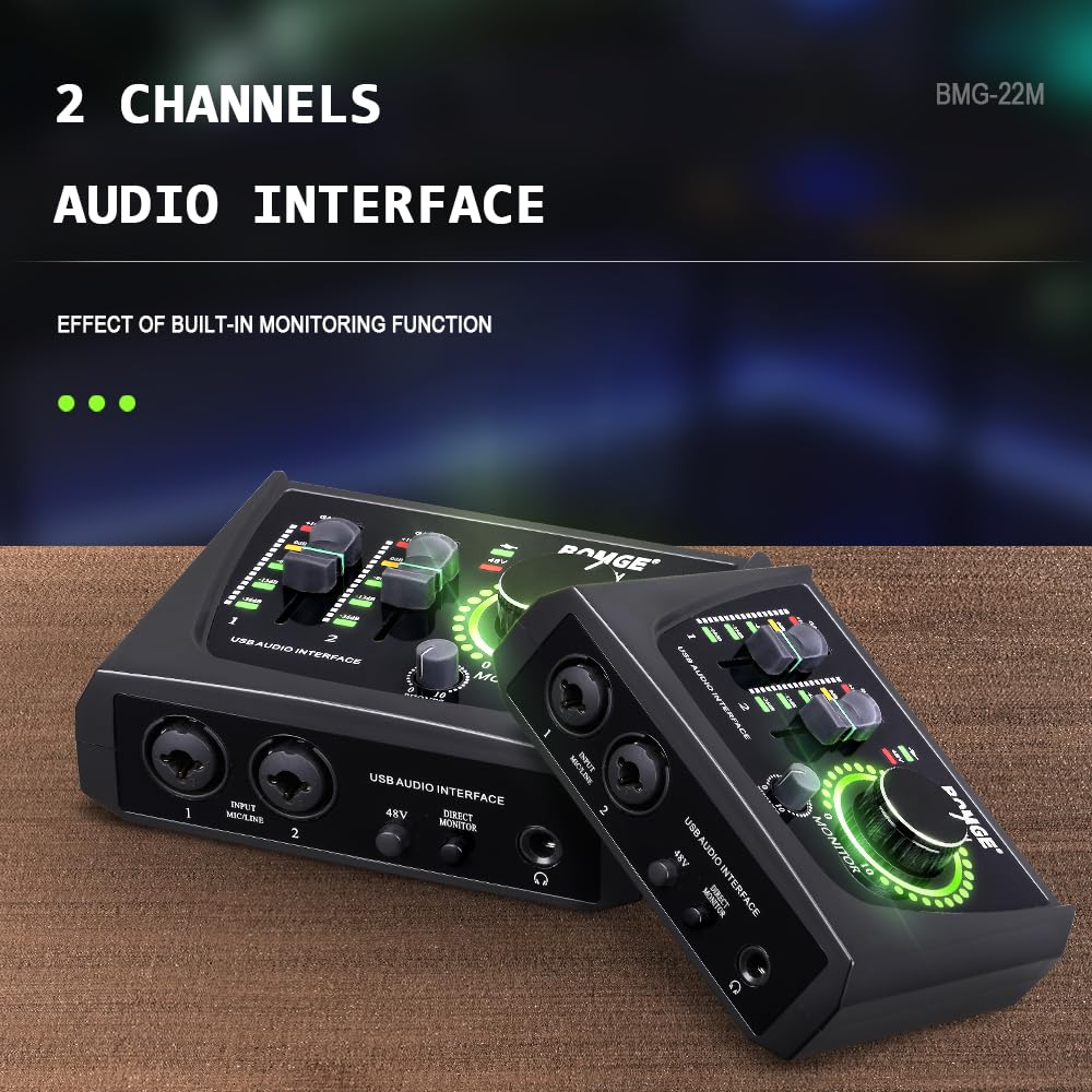 2 Channel USB Audio Interface with XLR 48V Phantom Power F16858