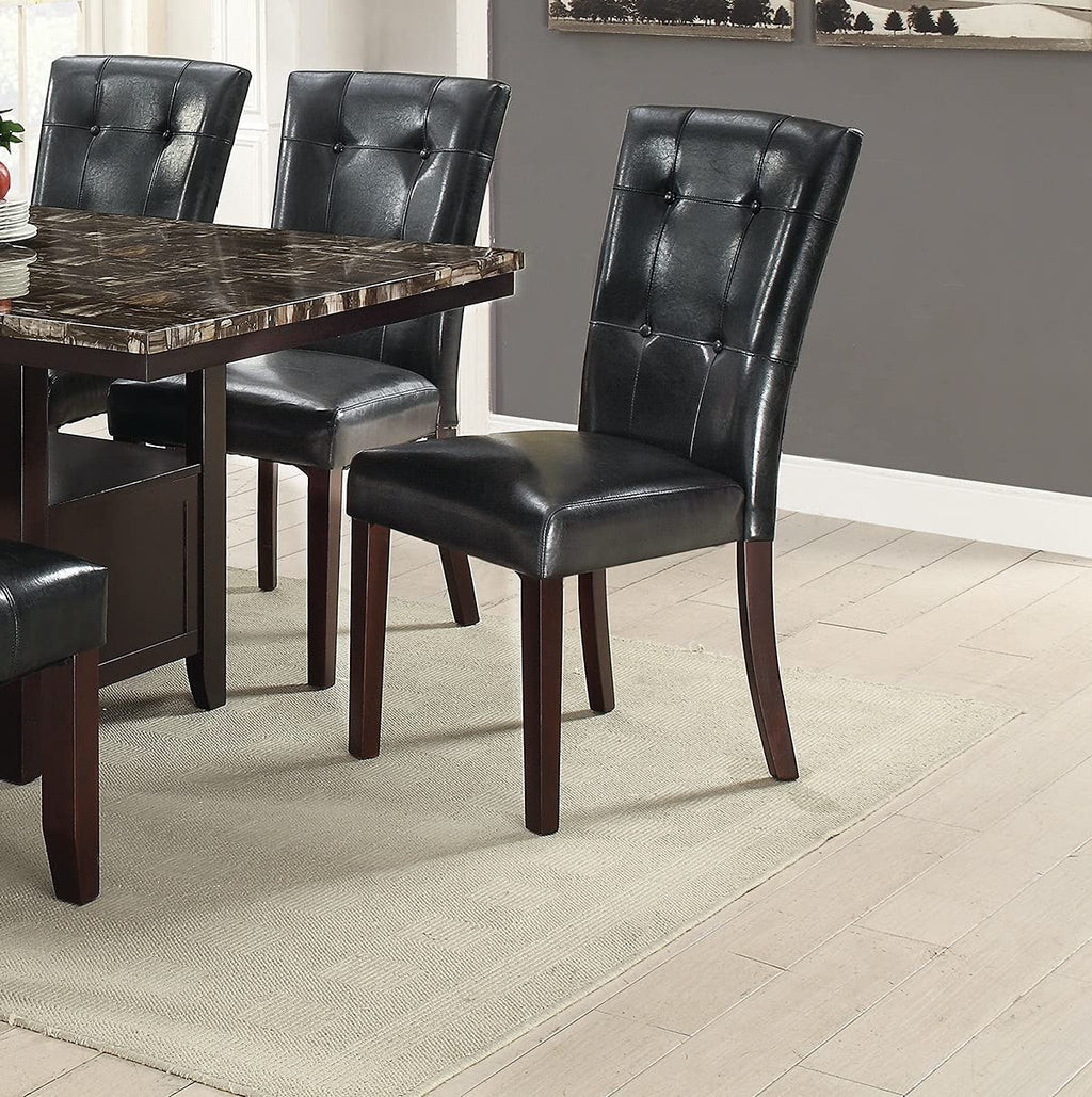 Black Faux Leather Tufted Parson Chairs Set of 2 C26756