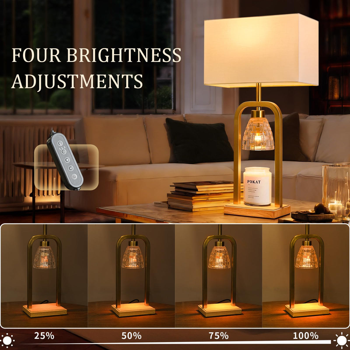 2 in 1 Gold Table Lamp with Candle Warmer S40274