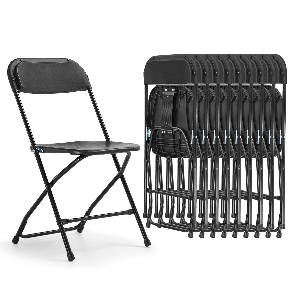 Folding Chairs 10 Pack 550LBS Capacity Heavy Duty Black H56341