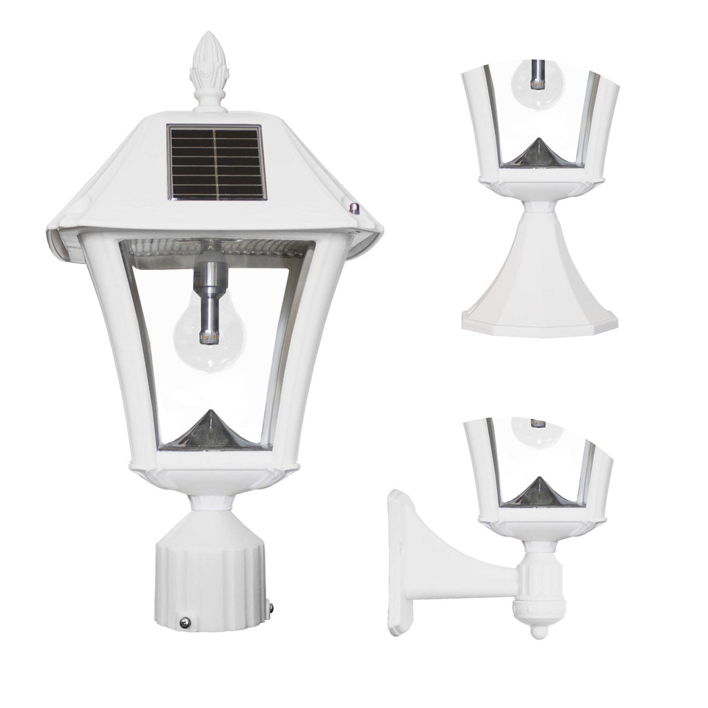 White Outdoor Solar Post Light with 3 Mounting Options I3298