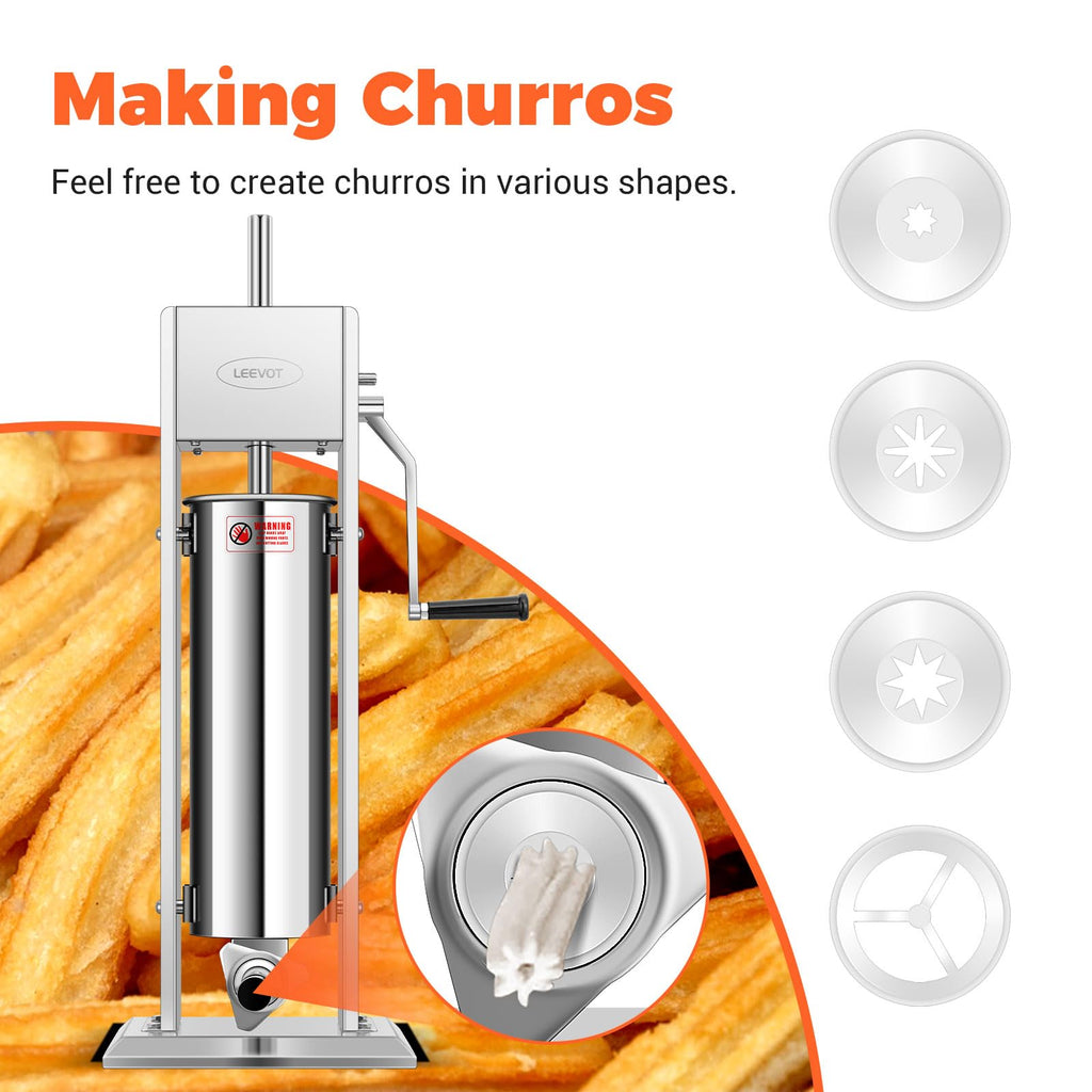 15LBS/7L Manual Stainless Steel Sausage Stuffer with 5 Stuffing Tubes G4927