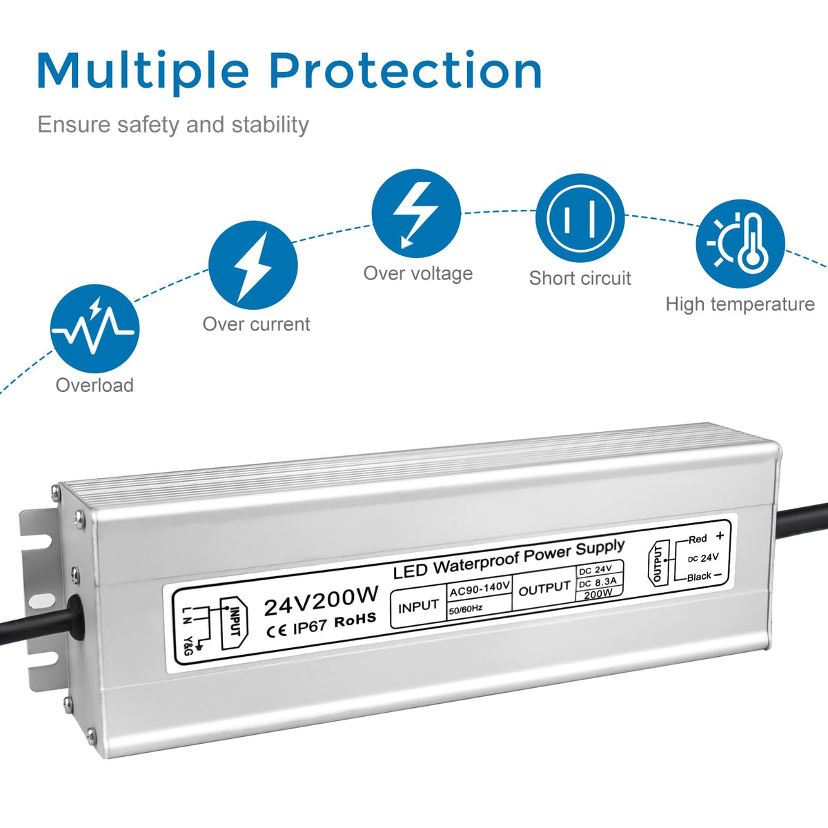 200W 24V IP67 Waterproof LED Driver D3233