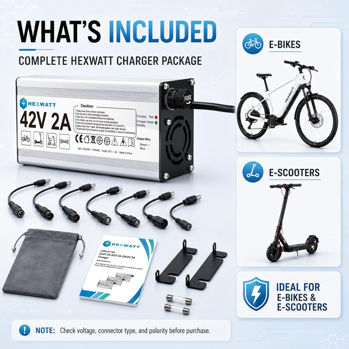 42V 2A Electric Scooter & Ebike Charger U439