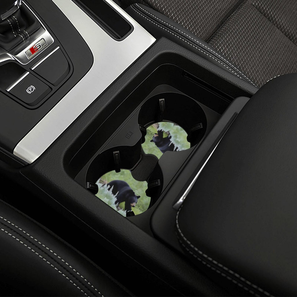 Black Bear Rubber Car Coasters Set of 2 F5386