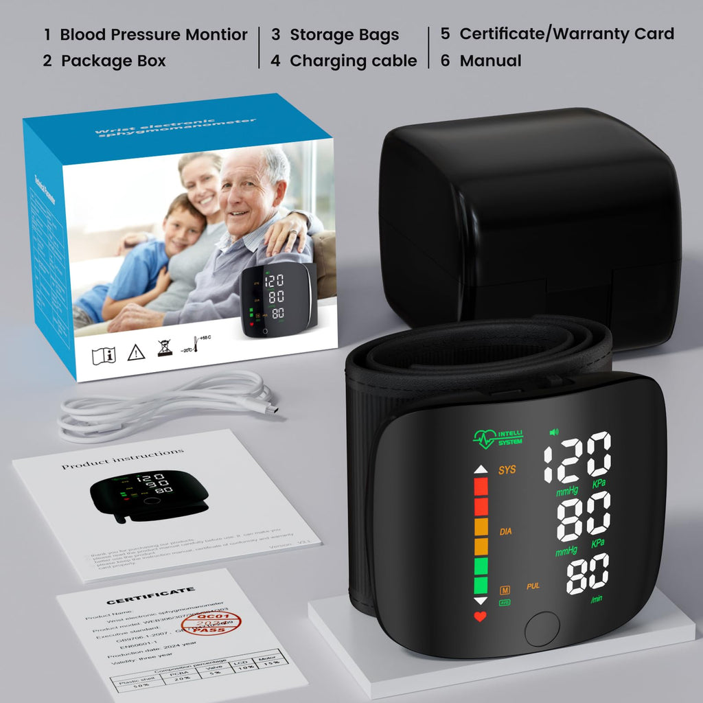 Wrist Blood Pressure Monitor Led Display Black Y55824