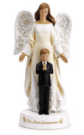 7.75" H Resin and Stone Angel with Praying Boy Figure L10668