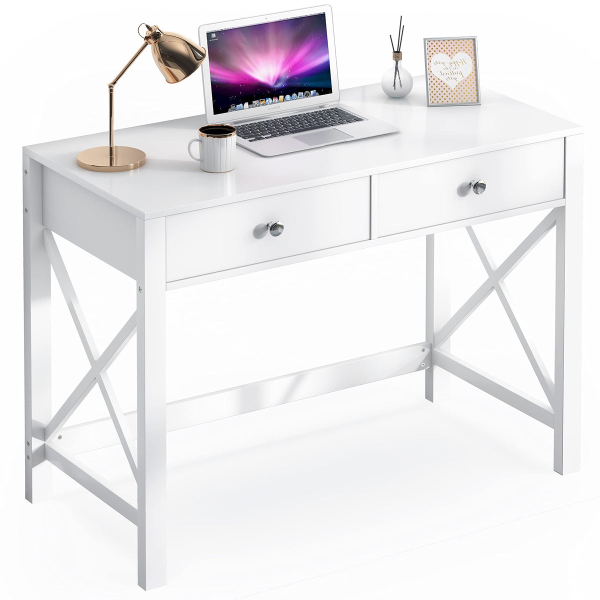 White Home Office Desk with Drawers K368911