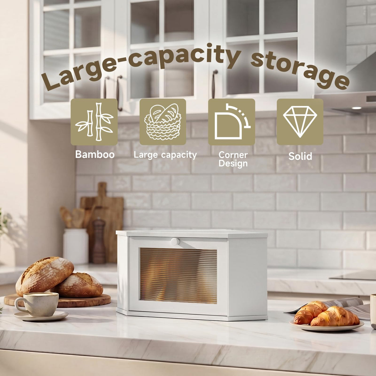 White Medium Bread Box H5340