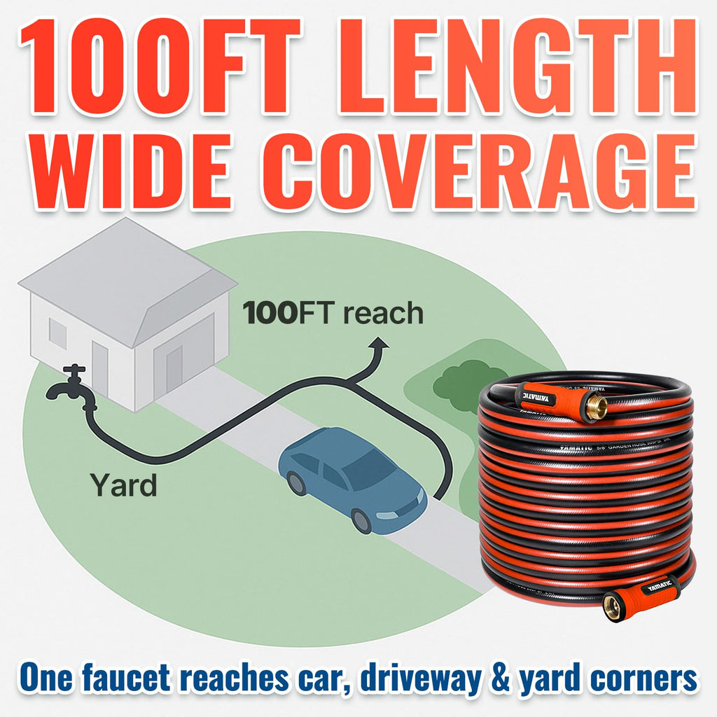 100ft Garden Hose 5/8in I.D. with Swivel Brass Handle A282991