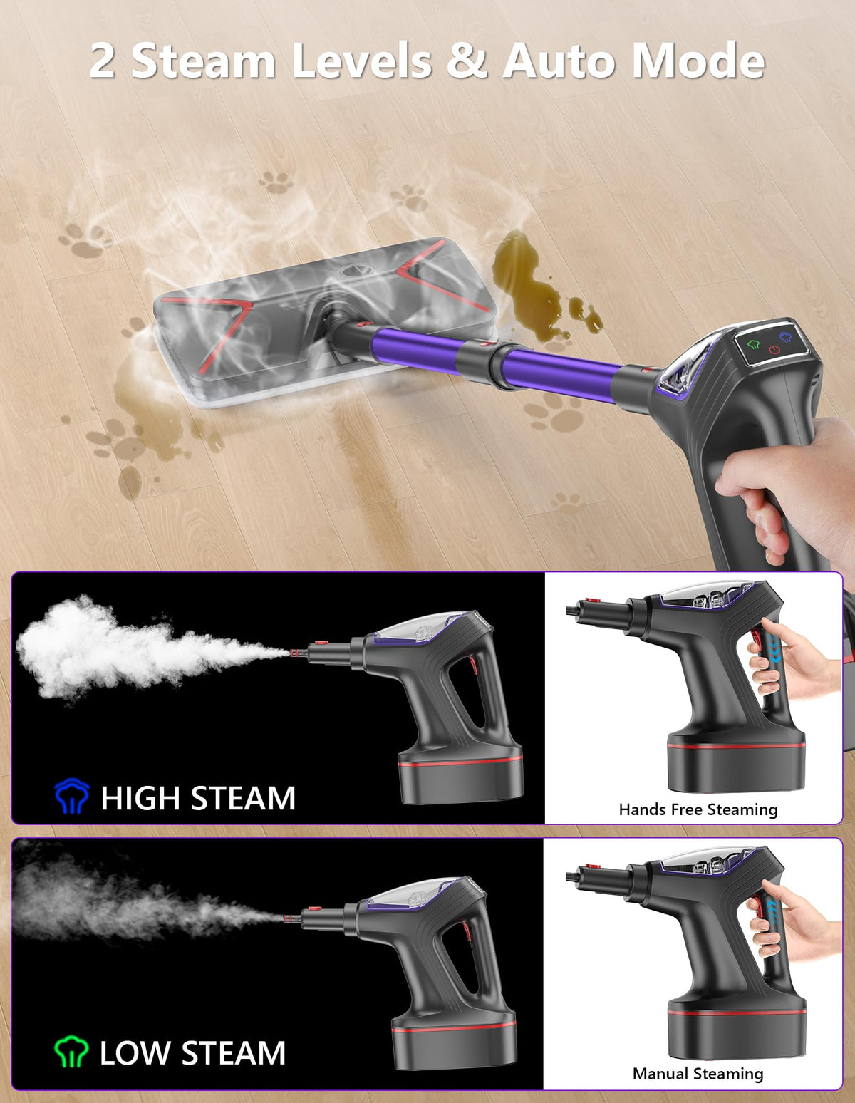 Heavy Duty All-in-One Steam Mop with Detachable Handheld Steamer V123767