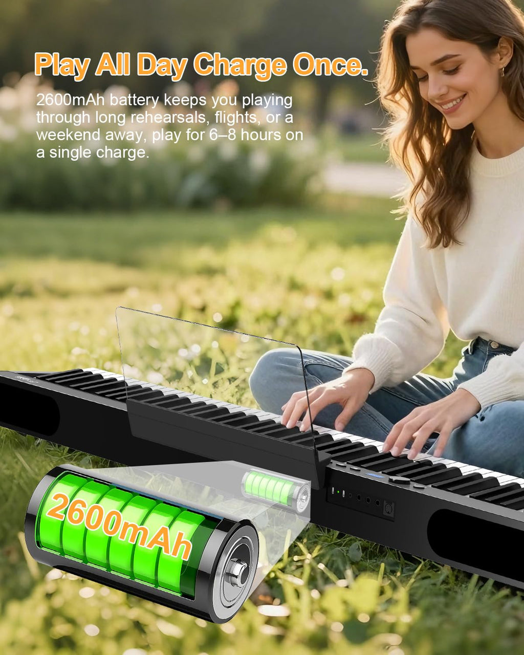 88 Key Weighted Folding Digital Piano with Gig Bag and Sustain Pedal F909964