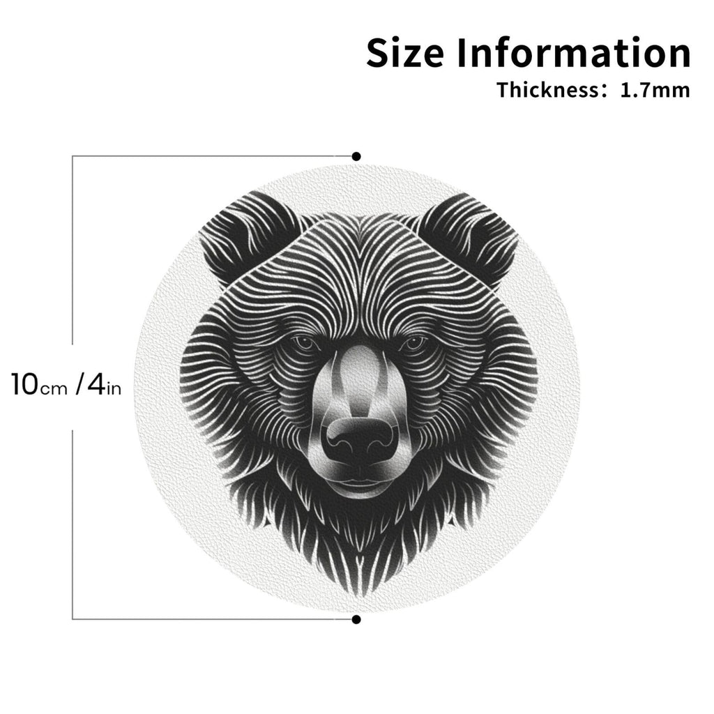 Black and White Bear Head Leather Coasters Set of 4 T40620