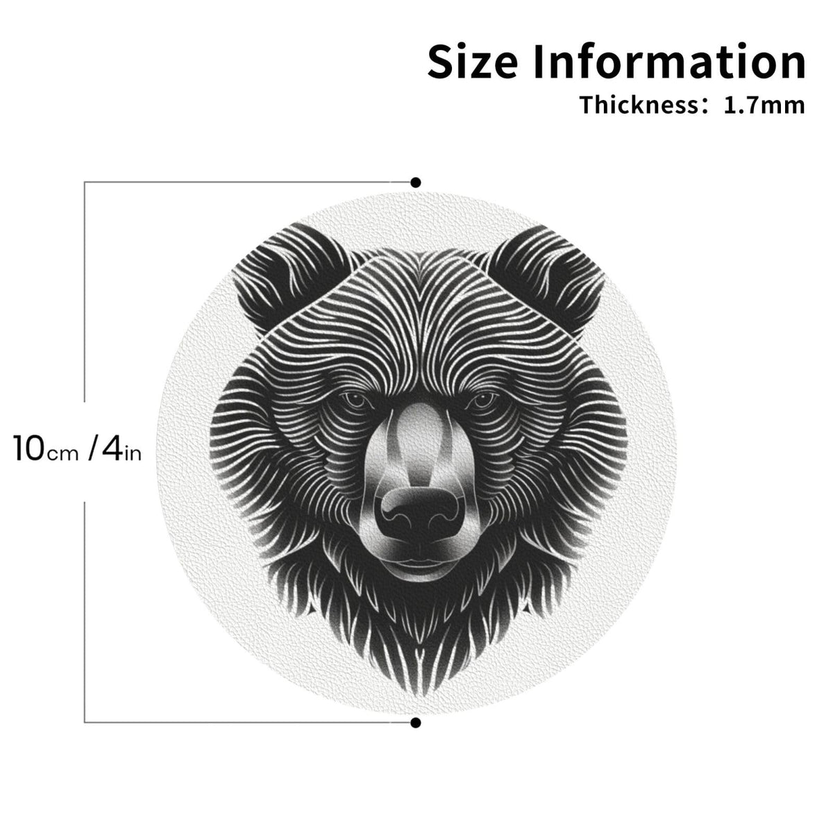 Black and White Bear Head Leather Coasters Set of 4 T40620