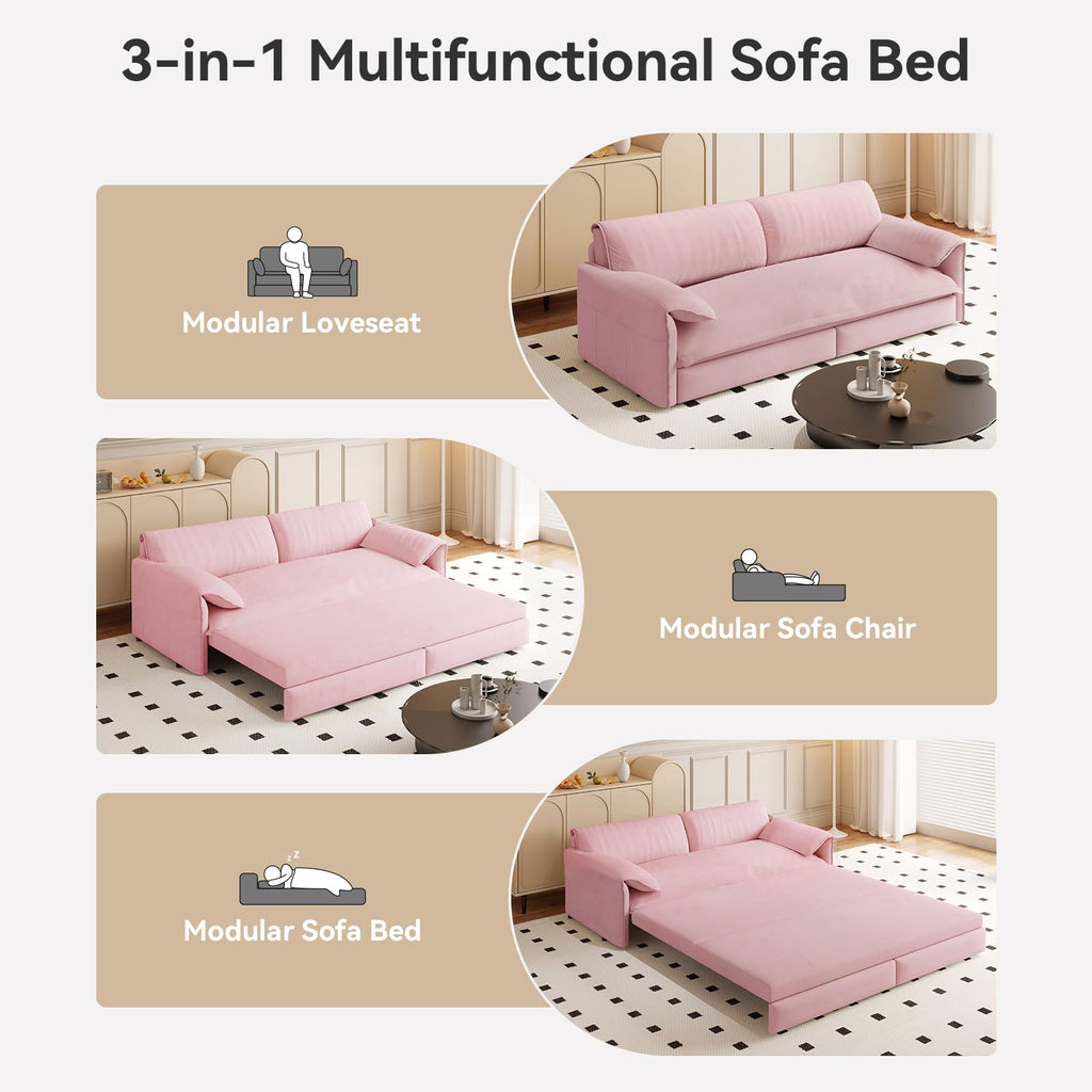 Queen Size Velvet Sleeper Sofa Bed T539