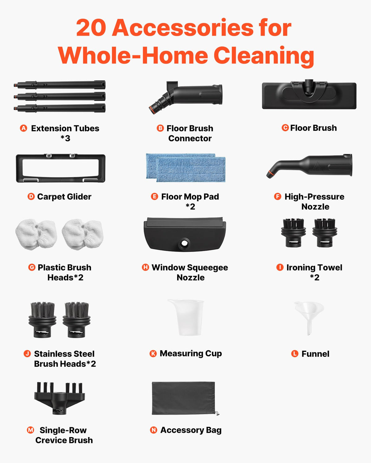 Portable Canister Steam Cleaner with 20 Accessories X90094