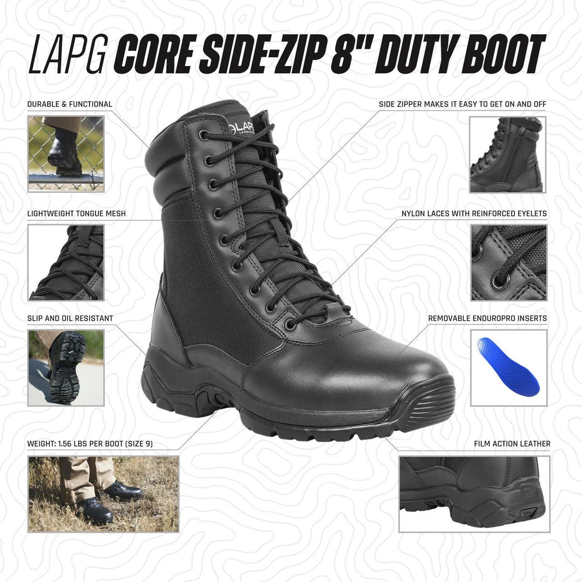 8" Side-Zip Tactical Work Boots Z1133