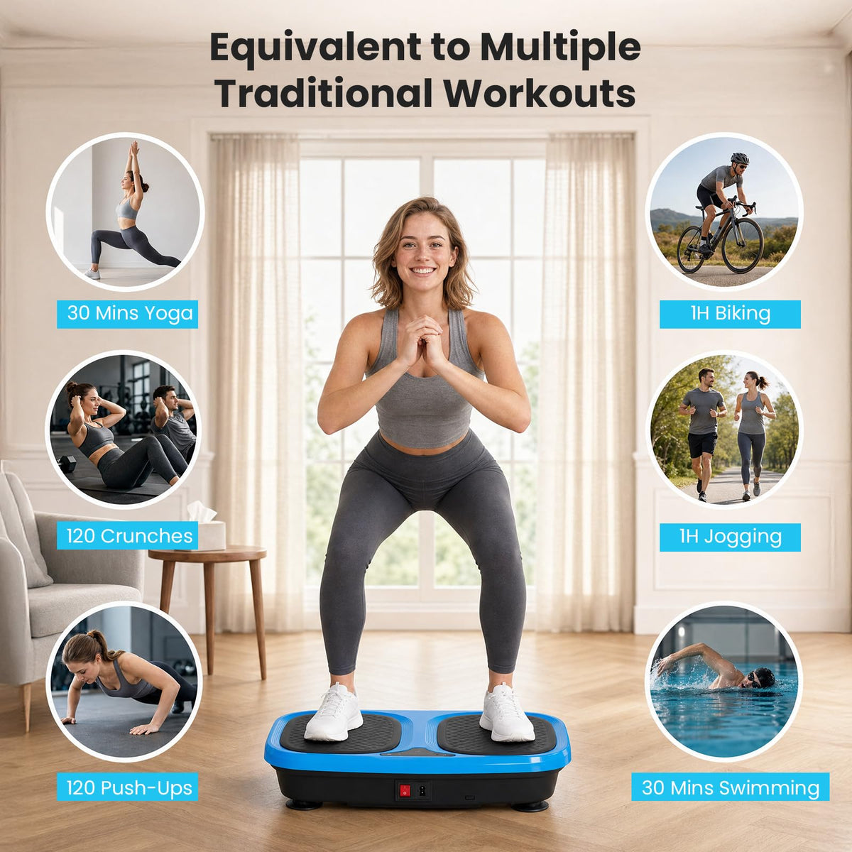 Vibration Plate Exercise Machine with Pull Ropes B329120