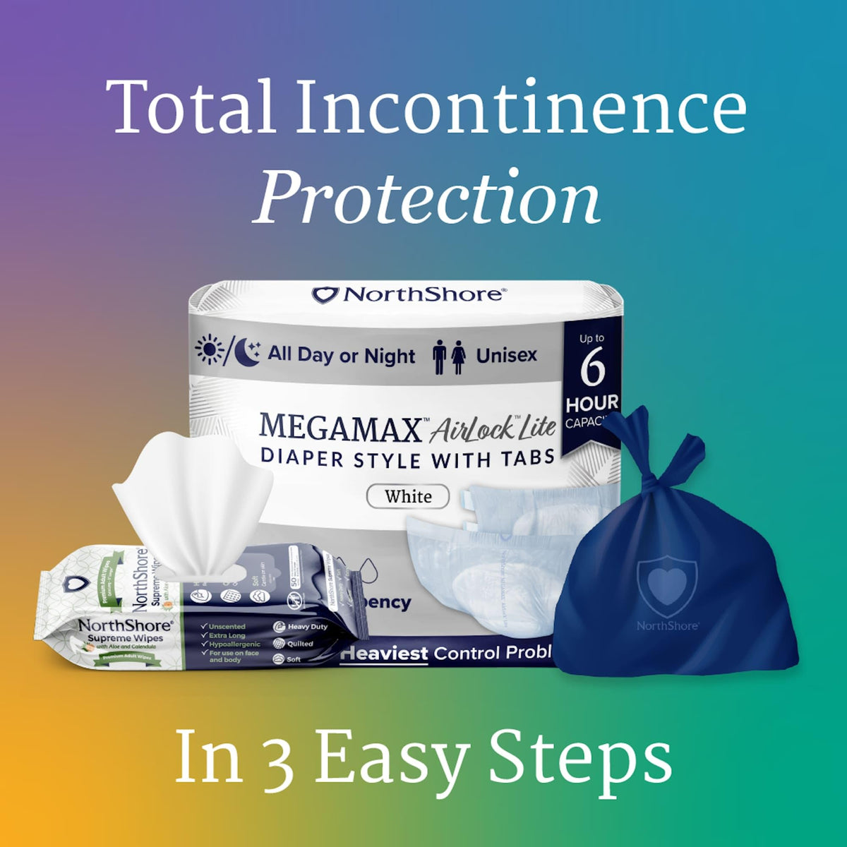Adult Diapers with Tabs, Medium, 12 Count X835779