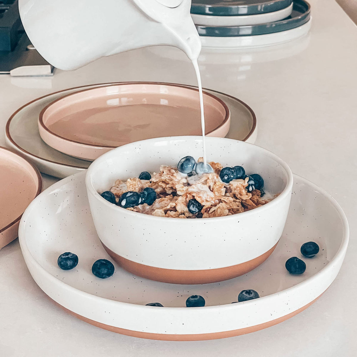 Ceramic Flat Bowls Set of 4 25 oz Porcelain Bowl H13193