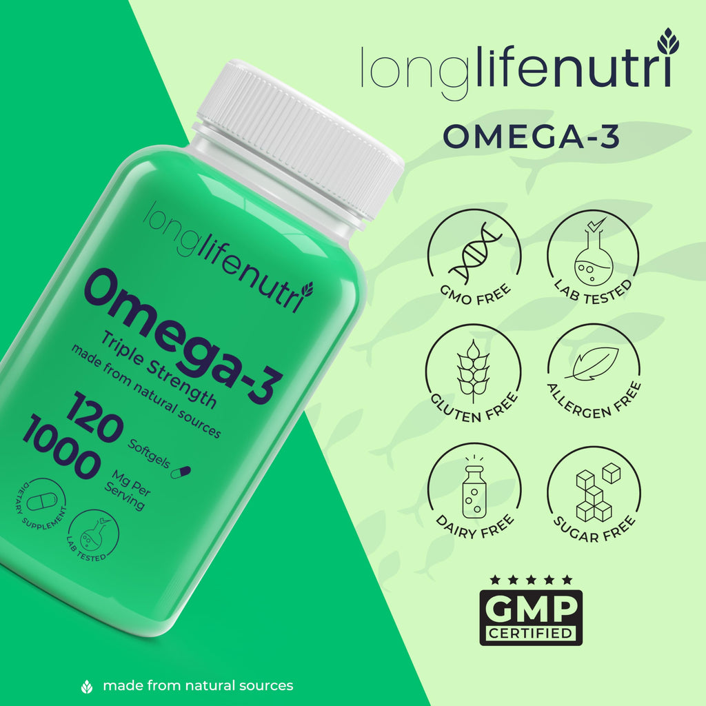 Omega 3 Fish Oil 1000mg EPA DHA 120 Softgels V91649