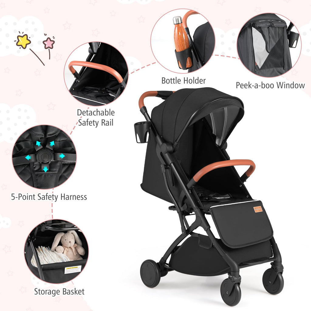 Lightweight Compact Stroller with One-Hand Fold and Canopy O78438