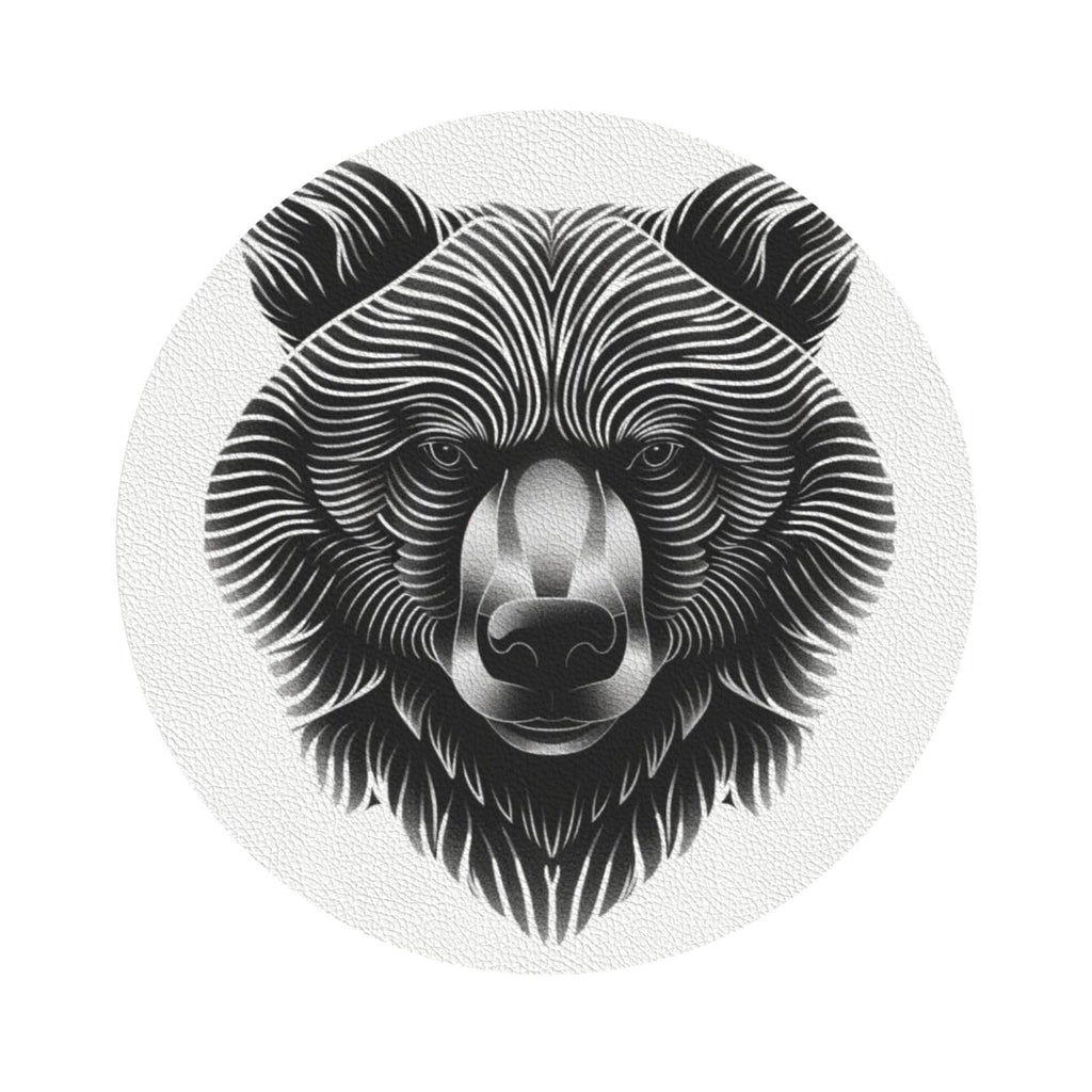 Black and White Bear Head Leather Coasters Set of 4 T40620