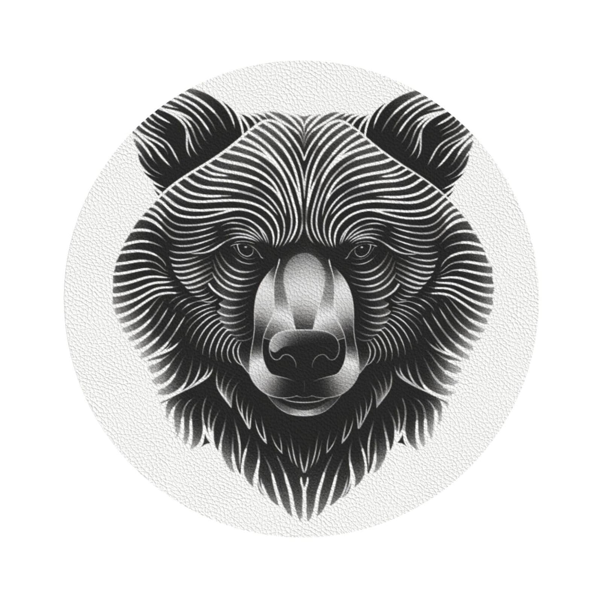 Black and White Bear Head Leather Coasters Set of 4 T40620
