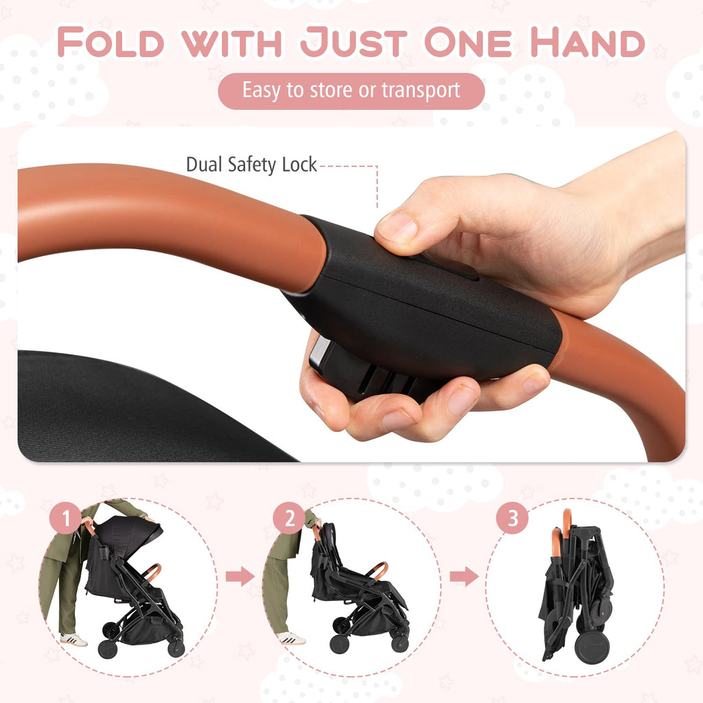 Lightweight Compact Stroller with One-Hand Fold and Canopy O78438