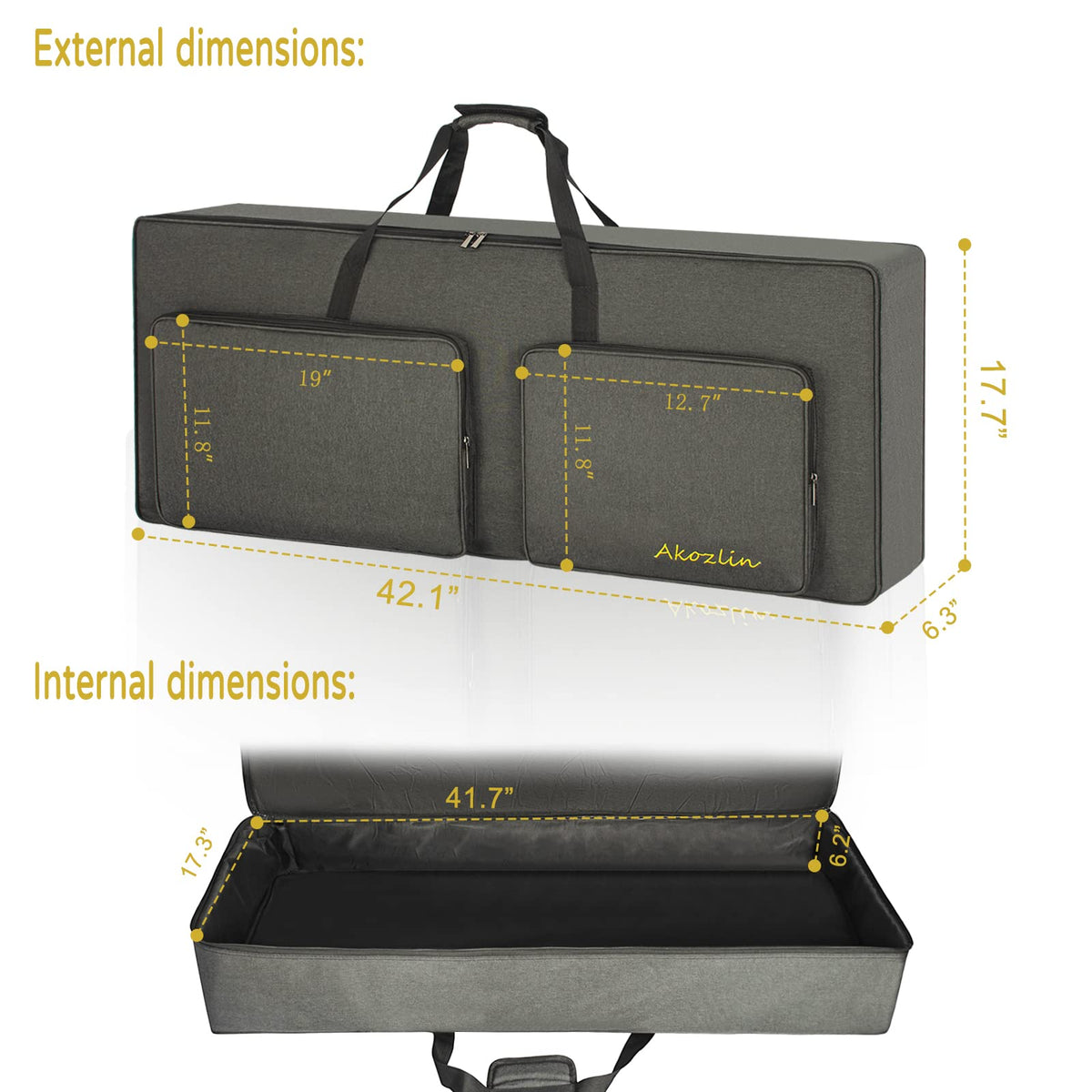 61-Key Keyboard Case Gig Bag Full Padded Soft L3738