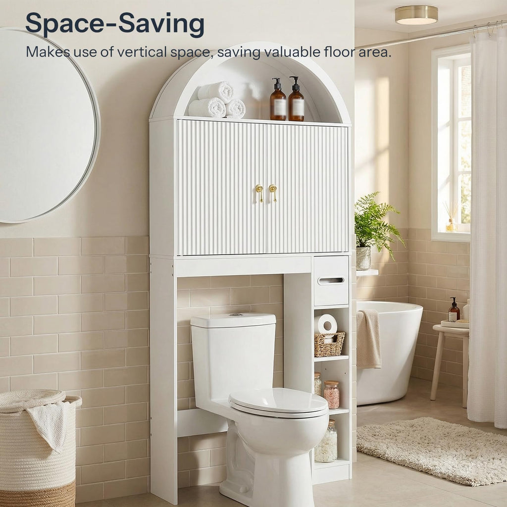White Over the Toilet Storage Cabinet with Adjustable Shelf N7523