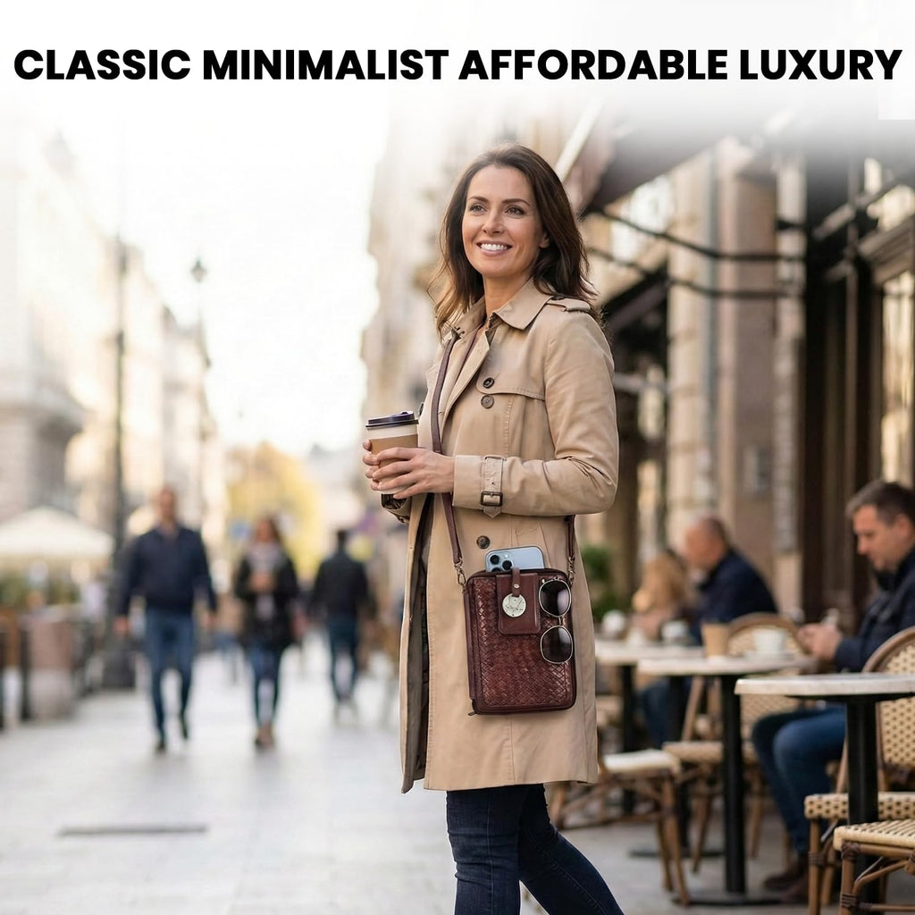 Genuine Leather Small Crossbody Bag with Adjustable Detachable Strap U9334