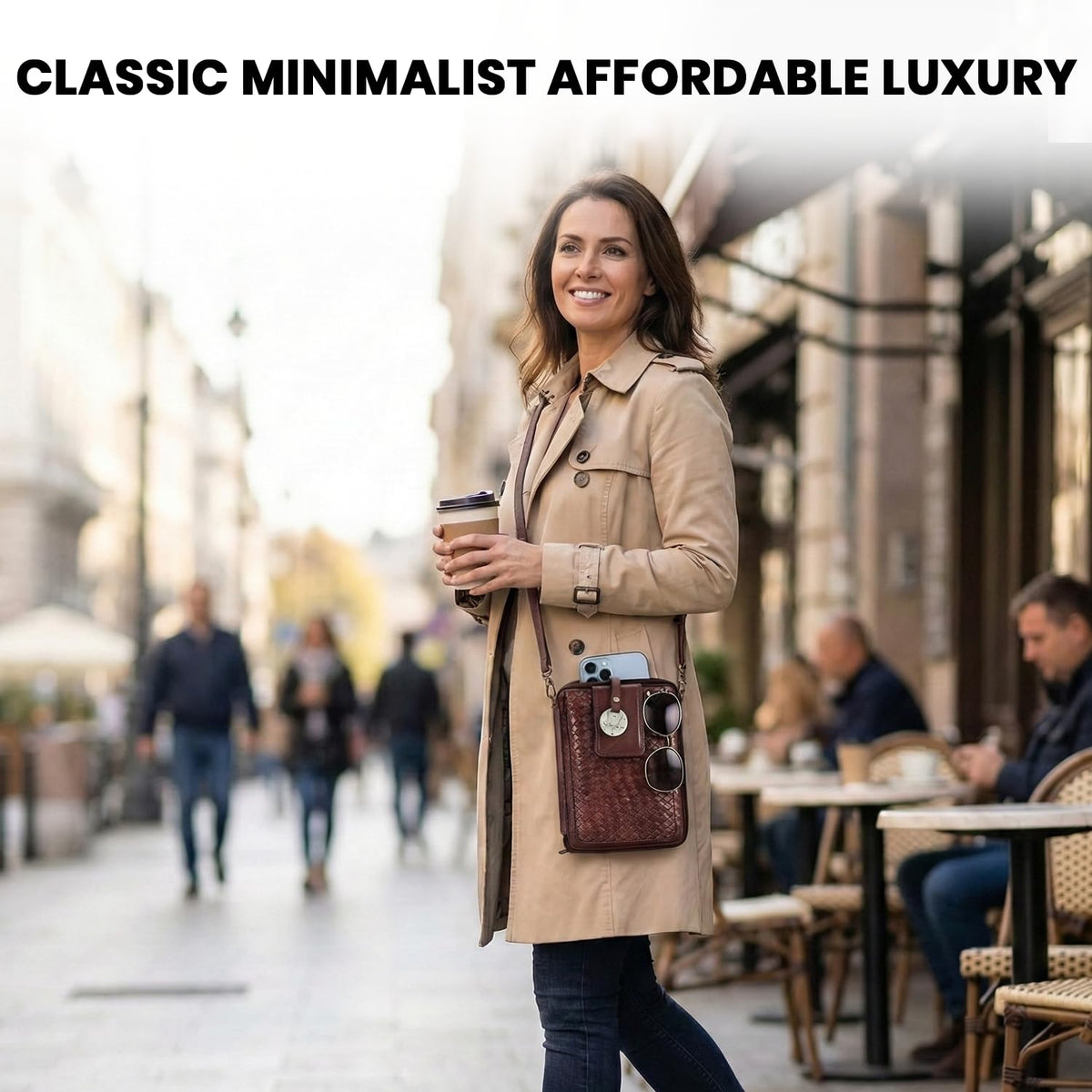 Genuine Leather Small Crossbody Bag with Adjustable Detachable Strap U9334