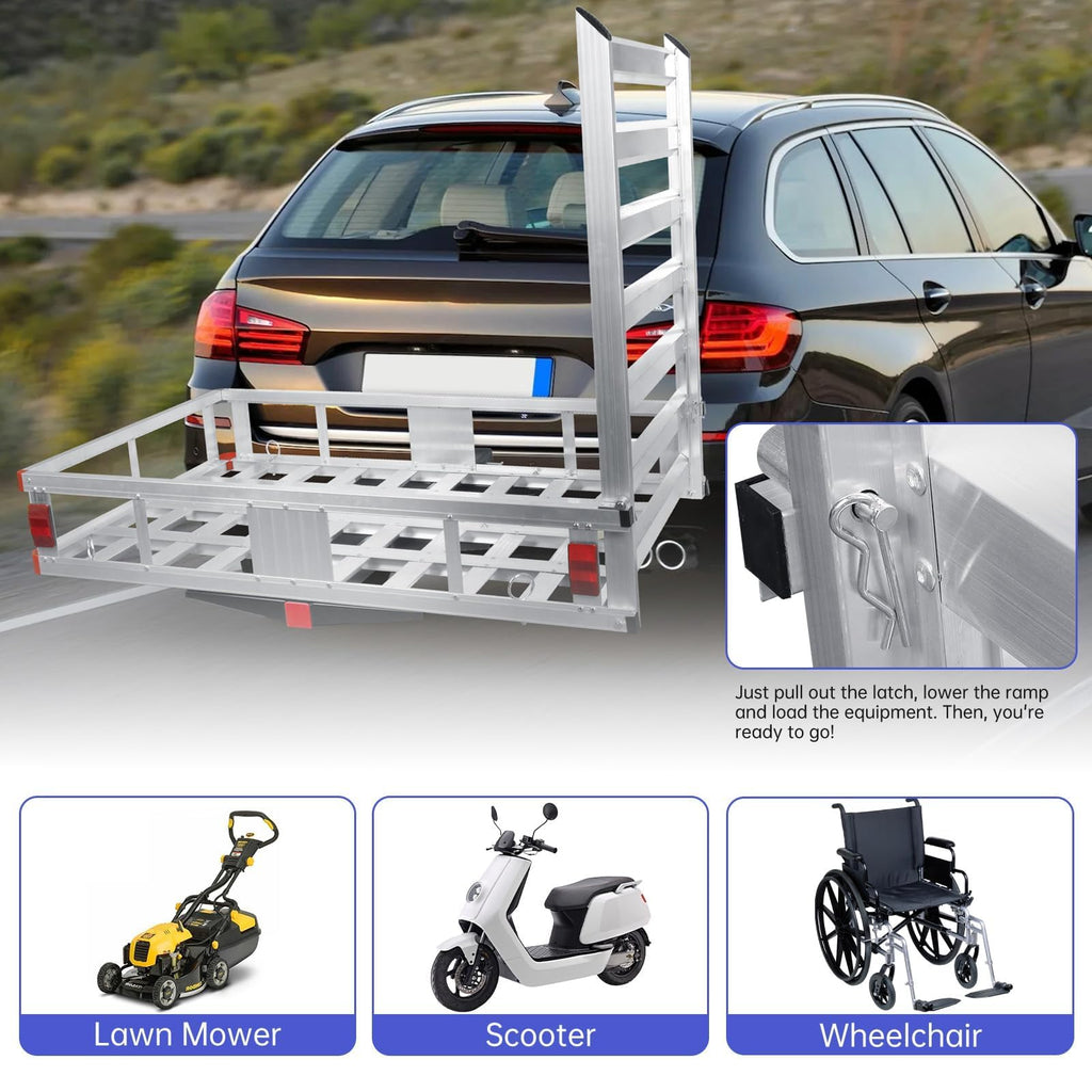 50" x 30" Aluminum Trailer Hitch Cargo Carrier with 41.5" Ramp X5935